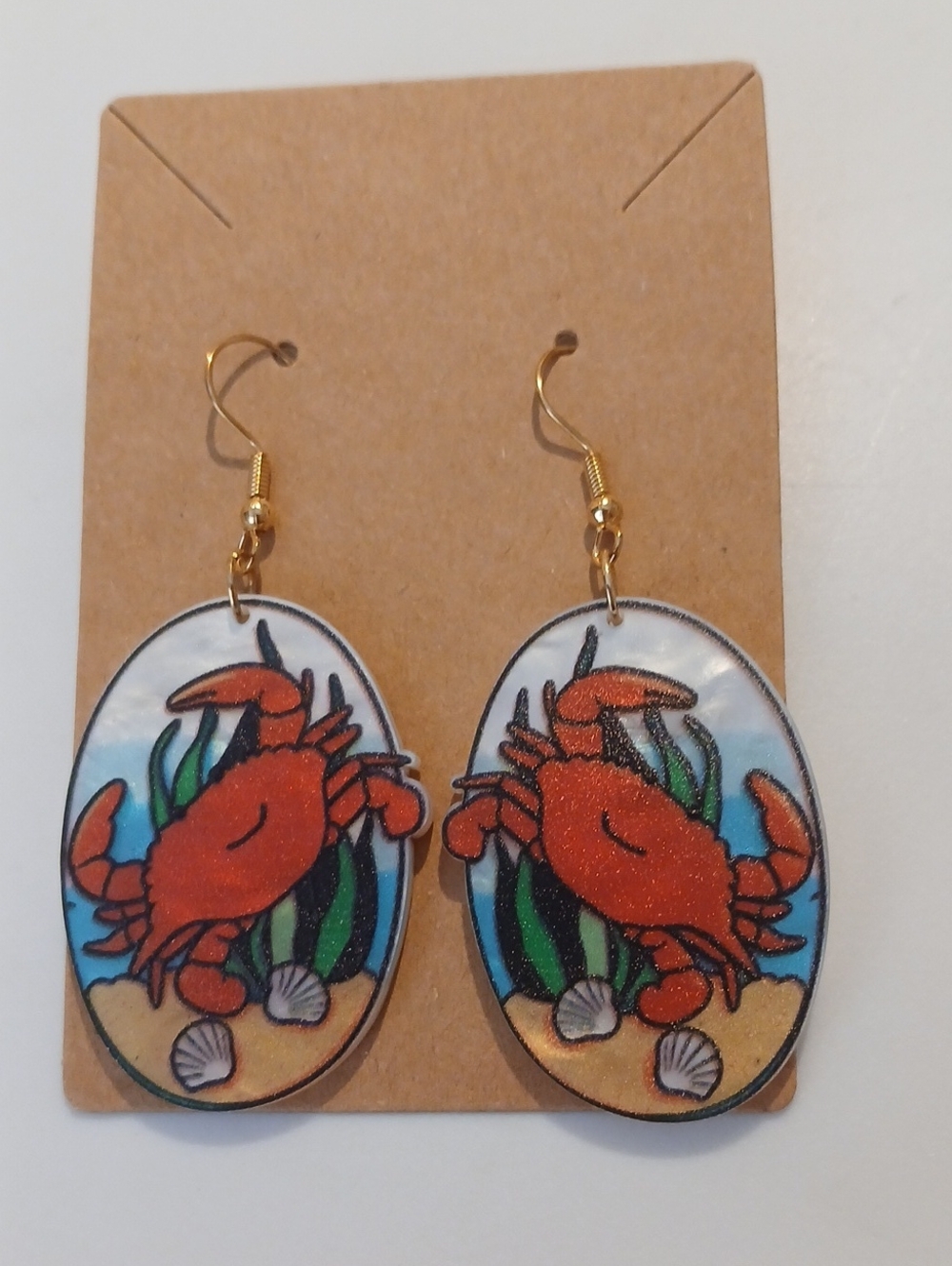 Fashion Jewelry Red Crab Dangle Earrings - Ocean Motif